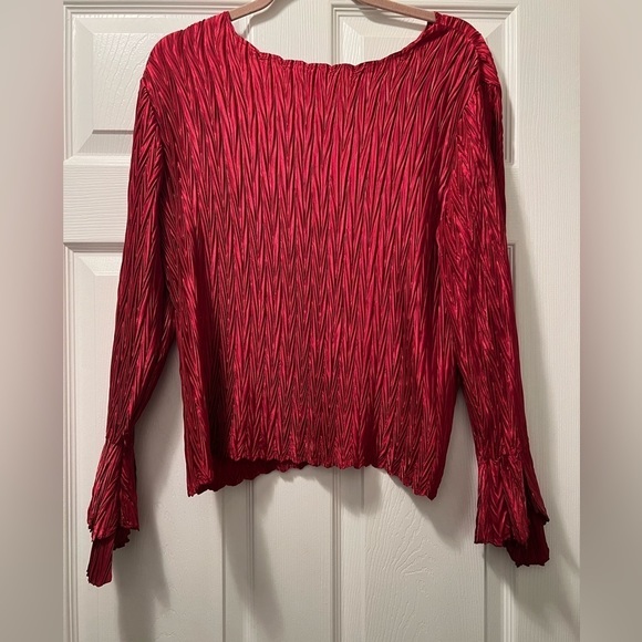 libra Red Bell Sleeve Textured Blouse Women’s Size XL - Picture 4 of 12